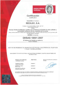 OHSAS18001 RECILEC 2017 2019