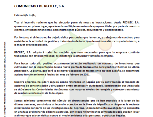 Comunicado Oficial de RECILEC, SA